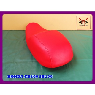 HONDA CB100 SB100 "RED" COMPLETE SEAT "EDDIE MOTO" BRAND // เบาะรถมอเตอร์ไซค์ "สีแดง" ตูดมด ผ้าเรียบ งานสวย