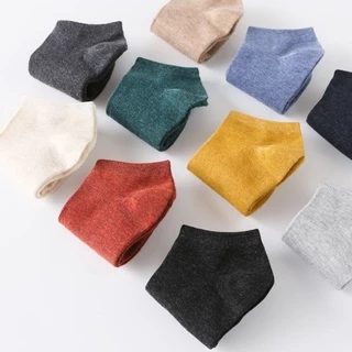 GIANTSHOP ถุงเท้าข้อสั้น ถุงเท้าสีพื้น 11 สี Unisex (N-1411)