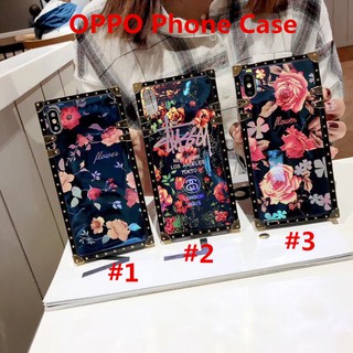 For OPPO A79 F5 A39 A57 A8 A31 A5 A3S A12 A7 A5S A9 2020 F7 F9 A1K Realme C21Y C25Y C2 Reno 4 6 7 F11 Pro Square Floral Phone Case