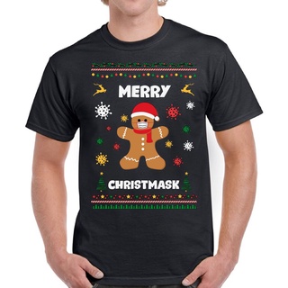 เสื้อยืด พิมพ์ลาย Merry Christmask ขนมปังขิง ของขวัญคริสต์มาส สําหรับผู้ชายSize S-5XL