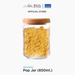 JJGLASS - (Ocean) B02523G0001 Pop jar wooden lid -ขวดโหลป๊อปจา ขวดโหลป๊อปจาวูเด้น ขวดโอเชี่ยนกลาส Pop jar Ocean Glass B02523G0001 Pop jar glass lid Pop jar 650 ml. บรรจุ 6 ใบ