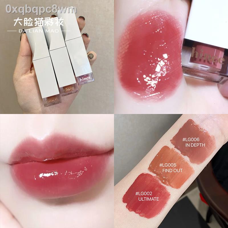 ลิปสติก▪♦♨mirror Full ! Hince Huisi ลิปกลอสมอยซ์เจอไรเซอร์ลิปกลอส Water Mirror Milk Tea Color Female