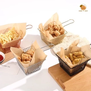 -Home P Shop- ตะกร้าใส่ของทอดทรงสี่เหลี่ยม ใส่เฟรนฟราย ขนมขบเคี้ยว ไก่ทอด สไตล์มินิมอล พร้อมส่งจำนวนมาก!ว