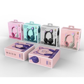 🐱🎧🐱รุ่นZW-028/หูฟังมาใหม่ ไฟLed เป็นหูแมวบลูทู ธ 5.0 หูฟังแมวสนับสนุน Tf การ์ด