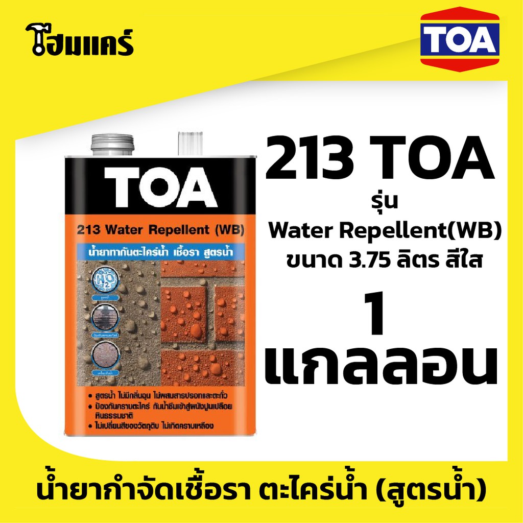 **TOA213 น้ำยากำจัดเชื้อรา ตะไคร่น้ำ 1แกนลอน (สูตรน้ำ) 213 TOA รุ่น Water Repellent ขนาด 3.75 ลิตร