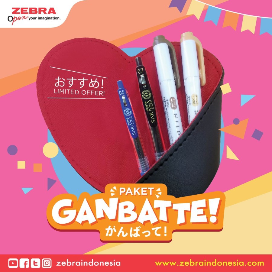 Asaba Bandung - ปากกา Zebra Sarasa 0.5 / Sarasa 0.7 / Zebra Mildliner / Zebra Sarasa Gbatte แพ็คเกจป