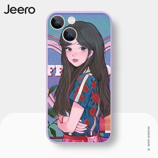 Jeero เคสไอโฟน เคสซิลิโคนนุ่มขอบเหลี่ยมกันกระแทกการ์ตูนน่ารักตลก เคสโทรศัพท์ Compatible for iPhone 15 14 13 12 11 Pro Max SE 2020 X XR XS 8 7 6 6S Plus พลัส HFE742