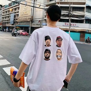 รูปที่พิมพ์ลำลองเสื้อยืดแขนสั้นหลวม Oversized