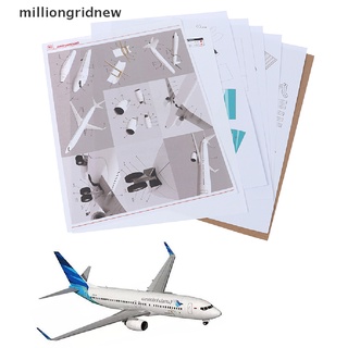 [milliongridnew] โมเดลเครื่องบินกระดาษ 3D 1:100 Boeing 737-800 แฮนด์เมด DIY