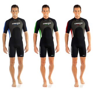 CRESSI MED X MAN SHORTY WETSUIT BLACK 2.5MM-เว็ทสูทดำน้ำ เว็ทสูทดำน้ำกางเกงขาสั้น สำหรับผู้ชาย อุปกรณ์ดำน้ำ