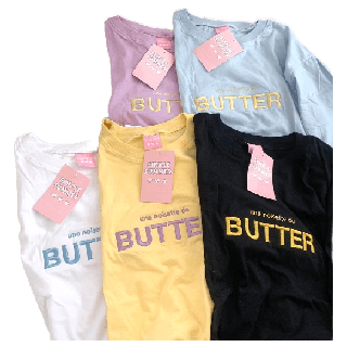 พร้อมส่ง(S_006) ผ้าคอตตอน🥞butter oversized เสื้อยืดทรงโอเวอร์ไซต์ ปักBUTTER