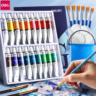 Deli สีนำ้ ชุดเครื่องมือ 12 สีน้ำมันภาพวาดจีน ภาพวาดสำหรับนักเรียนด้านศิลปะ ภาพวาด painting