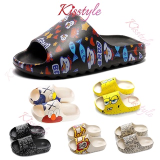 Kisstyle Women Graffiti Fish Mouth Slippers Thick Bottom Couple Pattern Slipper