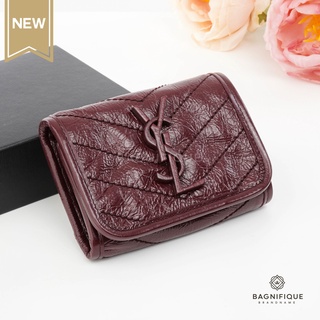 YSL NIKI TRI FOLD WALLET BURGANDY