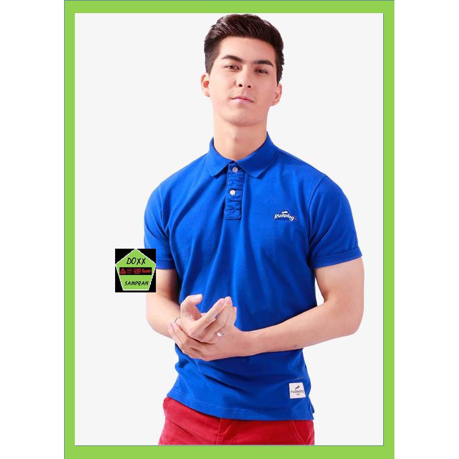 Rudedog เสื้อโปโลชาย หญิง รุ่น Curve สีน้ำเงิน