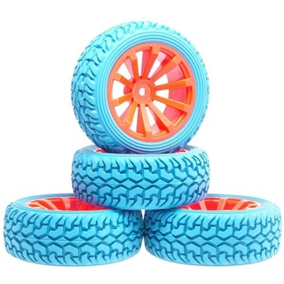 ﹉☼✾RC 604-8019 Rubber Tires &amp; Plastic Wheel Rims 4P HSP HPI 1/10 On-Road Rally Car