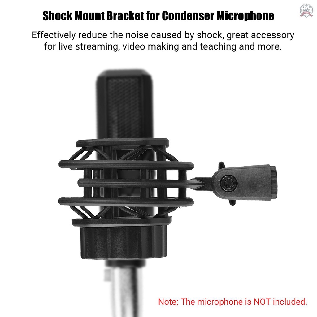 Microphone Shock Mount Suspension Holder Clip 180° Foldable for Condenser Microphone Mounting