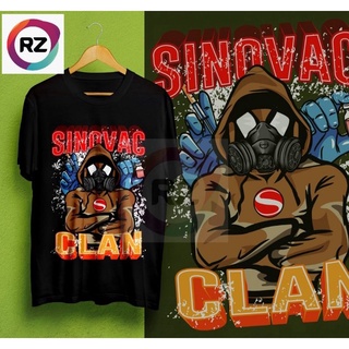 คอตต้อนคอกลมเสื้อยืดแขนสั้น พิมพ์ลาย VAKSIN SINOVAC CLAN ไซซ์ S-6XLS-5XL