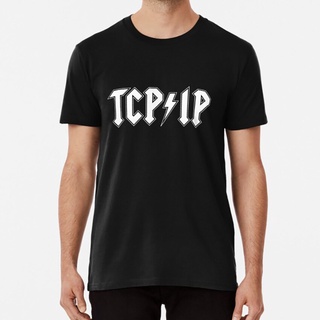 คอลูกเรือเสื้อยืด พิมพ์ลายวง Hacker Nerd Geek Tcp Ip Tcpip Band สําหรับผู้ชายS-5XL