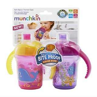 Munchkin : MNK43843 ถ้วยหัดดื่ม Click Lock 7oz Bite Proof Decorated Trainer Cup - 2pk (43853)
