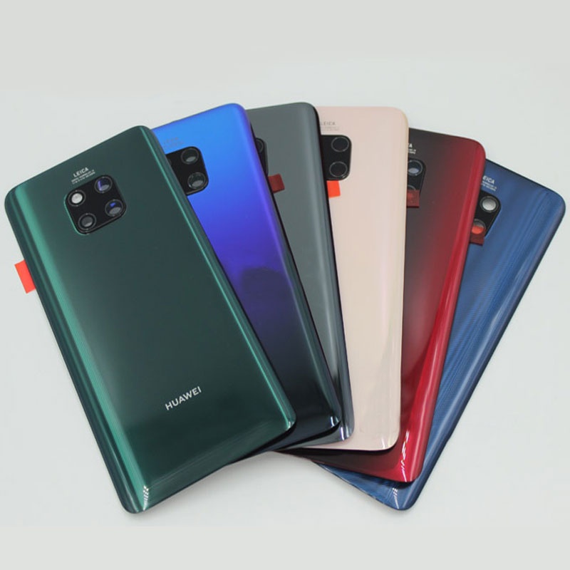 กระจกนิรภัยฝาหลังสําหรับ Huawei Mate20 Mate 20 Pro ฝาหลังแบตเตอรี่ประตู + กรอบกล้อง + ฝาครอบแฟลช