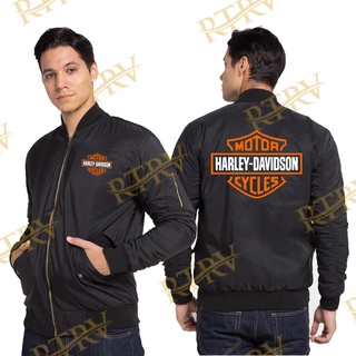 เสื้อแจ็กเก็ตบอมเบอร์ กันน้ํา สําหรับผู้ชาย ใส่ขี่รถจักรยานยนต์ Harley Davidson