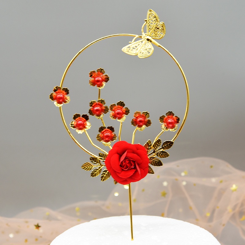 ป้ายเหล็ก รูปนกฟินิกซ์ ดอกกุหลาบ สีแดง สไตล์เรโทร สําหรับตกแต่งเค้กวันเกิด งานแต่งงาน - รูปที่ 2