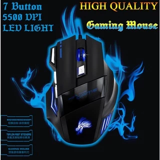 เมาส์เกมมิ่งออพติคอล 5500 DPI 7 ปุ่ม มีไฟ LED พอร์ต USB คุณภาพสูง สําหรับ Pro Gamer