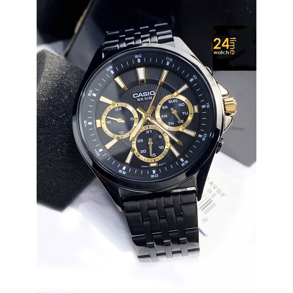 Casioแท้ นาฬิกาผู้ชาย นาฬิกาสายสแตนเลสสีดำ ใช้งานได้จริงทุกเข็ม นาฬิกาCasio คาสิโอ นาฬิกาแบรนด์เนม นาฬิกาแท้ มีประกัน