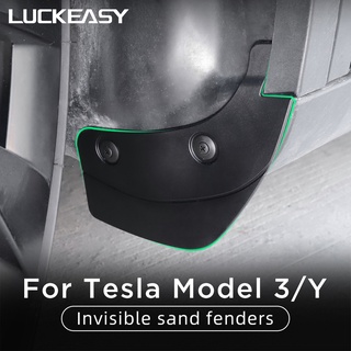 Tesla อุปกรณ์เสริมLUCKEASY For Tesla Model 3 Model Y 2022 Invisible Mud Fenders Modification Car Exterior Accessories Mu