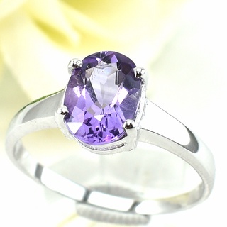 แหวนเงินแท้ 92.5หัวพลอย Amethyst แหวนอเมทิสต์ แท้ แหวนพลอยสีม่วง แหวนพลอยประจำวันเกิด แหวนเสริมโชคลาภ แหวนพลอยเสริมดวง