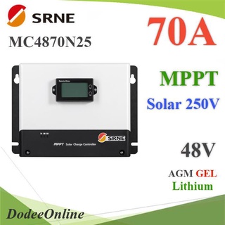 โซลาร์ชาร์จ MPPT 70A คอนโทรลเลอร์ Auto 12V 24V 36V 48V Solar max.250V รุ่น SR-MC4870N25 DD