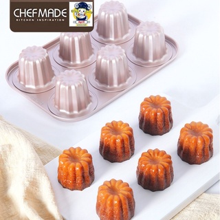 (Chefmade แท้) ถาดอบขนม กาเนอเล่ ถาดอบขนมคานาเล่ คานาเล่ พิมพ์อบขนม Canele 6 ช่อง (non-stick)