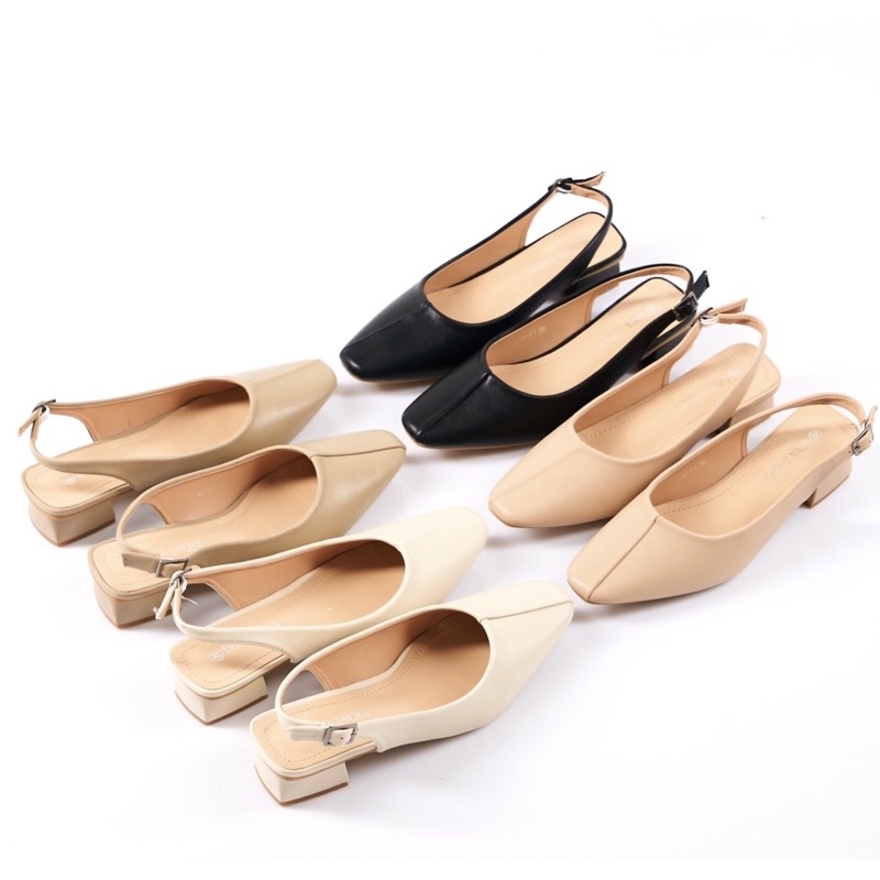 july shoes รองเท้าส้นสูงเปิดส้นหลังสไตล์เกาหลี รุ่น 676-11