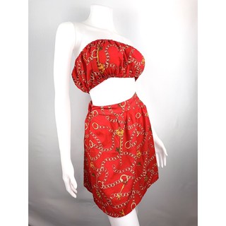 ชุดเซต ชุดสีแดง ได้ทั้งเกาะอก + กระโปรง (สินค้า มือ1)