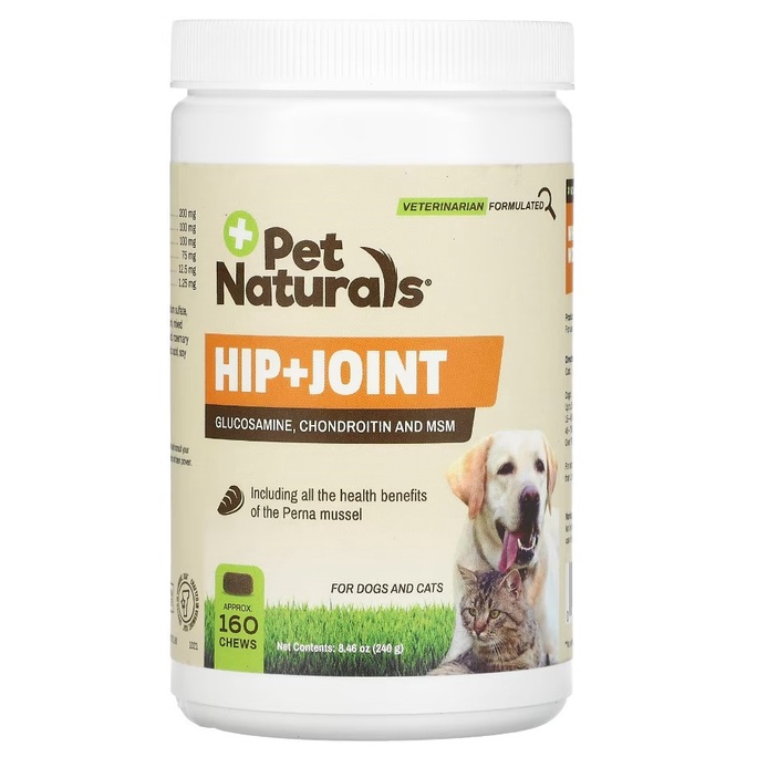 [160 เม็ดขนม] Pet Naturals Hip+Joint บำรุงข้อต่อ สะโพก น้ำในข้อ สุนัข แมว ผลิตอเมริกา