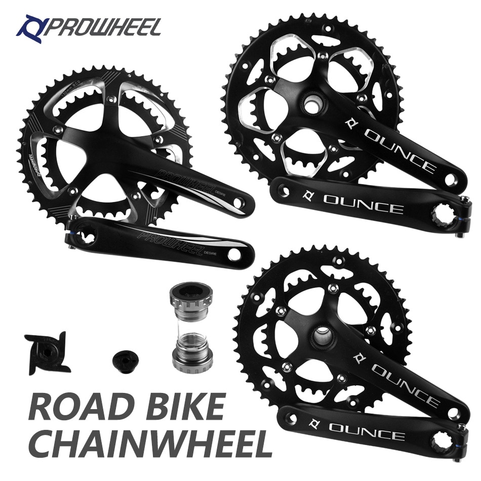 PROWHEEL Hollow Double Sprockets สำหรับจักรยานเส้นทาง, สปริงค์ 110 BCD / 130 BCD, ขนาด 170 มม., อัตร