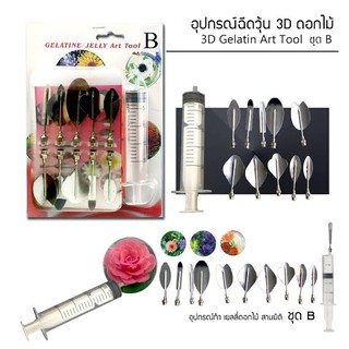 อุปกรณ์ฉีดวุ้น3มิติ ดอกไม้ 3D (ชุด B) GELATIN ART เครื่องตกแต่งของหวาน 10 หัวเข็มทำวุ้น Jello Jelly art pudding