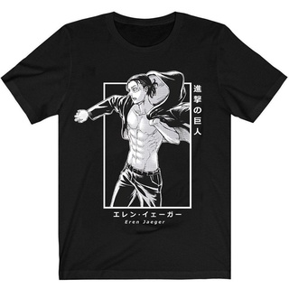 [100% Cotton] เสื้อยืดผ้าฝ้าย พิมพ์ลายอนิเมะ Attack on Titan AOT Eren Jaeger สําหรับผู้ชาย