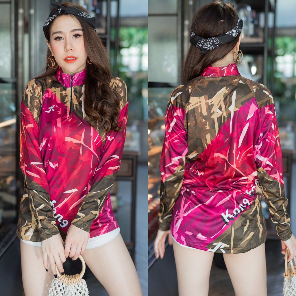 เสื้อตกปลา JK Thailand  สำหรับกีฬากิจกรรมกลางแจ้ง ลาย  KONG FANG ป้องกันรังสี UV 80% แห้งเร็ว