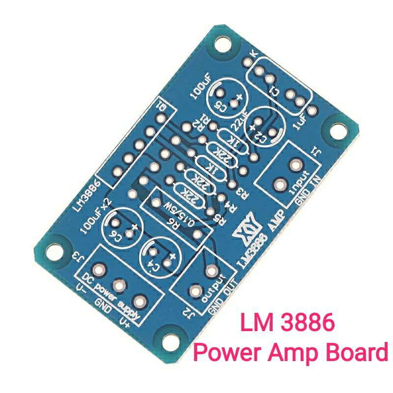 บอร์ดเปลือยพร้อมตำแหน่งและค่าของอุปกรณ์อย่างละเอียด​ LM3886​ DC+20-28V 68W TF HIFI Power Amplifier B