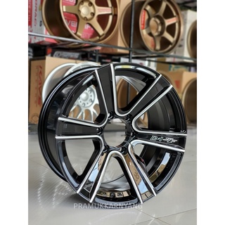 ล้อแม็กขอบ18 ใบพัด 18x9.0 6h139.7 ET+18 งานไทย ประกันคุณภาพ10ปี BW-49 สีดำขลิบเงิน ราคา1วง แถมฟรีจุกสีอย่างดี