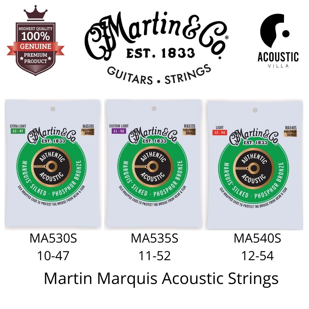 สายกีตาร์โปร่ง Martin Authentic Acoustic Marquis Silked Phosphor Bronze Strings