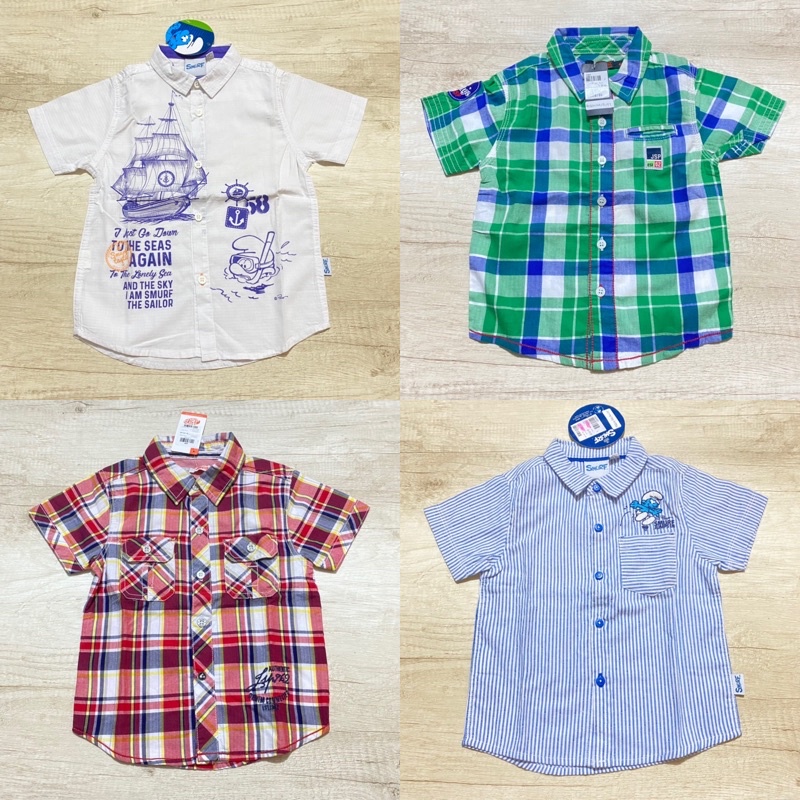 KEMEJA (4-16 ปี) E14 JSP 962 SMURF COOL KIDS SHORT-SLEEVED SHIRT / BOYS SHIRT / ORIGINAL COOLKIDS