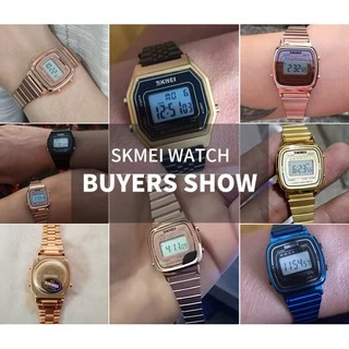 SKMEI 1901 นาฬิกาข้อมือผู้หญิง ดิจิตอลทรงสี่เหลี่ยม สายสเตนเลส กันน้ำ 30M นับถอยหลัง จับเวลา นาฬิกาปลุก แสดงวันที่ วันในสัปดาห์ ระบบ 12/24 ชั่วโมง