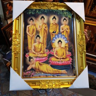 กรอบรูปกระจก รูปพระพุทธเจ้า ใส่กรอบหลุยส์