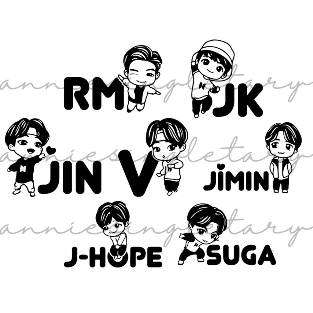 sticker สติ๊กเกอร์วง B t s. มีครบทุกเมมเบอร์ สติ๊กเกอร์ติดติดรถ sticker สติ๊กเกอร์ BTS21 สติ๊กเกอร์