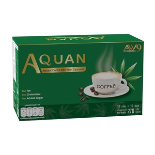 กาแฟกัญชา กาแฟผสมกัญชา กาแฟสำเร็จรูปผสมกัญชา ตราเอควอน Aquan 1 กล่อง (15 ซอง)