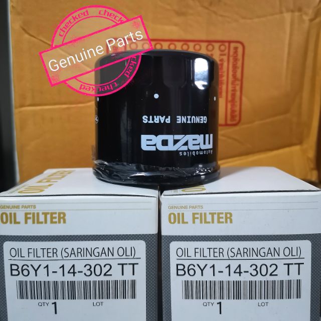 กรองน้ำมันเครื่องแท้จากศูนย์ Mazda 2 1.3 เบนซิน  รหัส B6Y1-14-302 TT (แถมแหวนรองถ่าย)