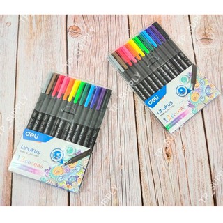 Deli ปากกาไฟน์ไลน์เนอร์ 12 สี Q900-12 FINE LINER ปากกาตัดเส้น ปากกาวาดรูป